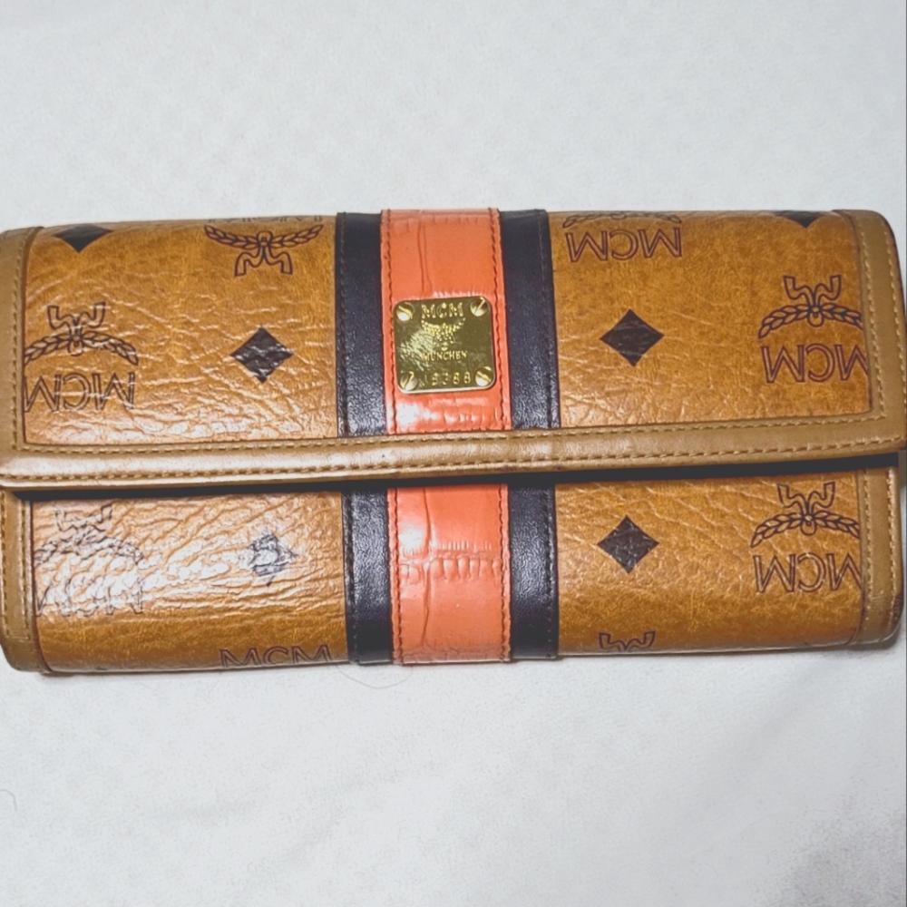 MCM Cognac Leather Long Wallet Excellent Condition